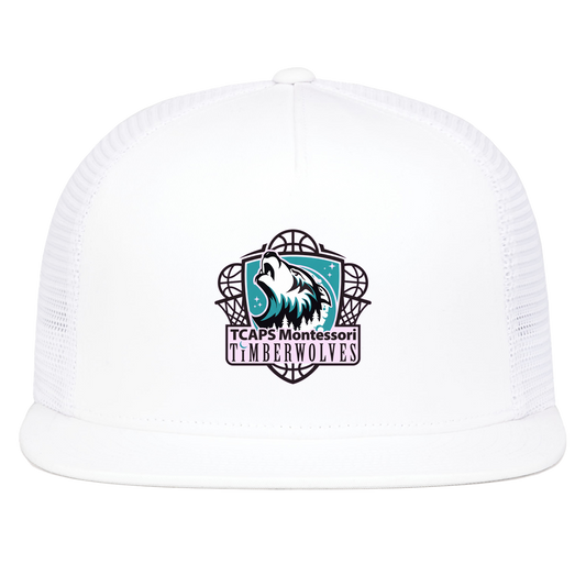 tcaps-montessori-howling-timberwolf-pacific-headwear-d-series-5-panel-trucker-snapback-cap — White — Front — source sha256 ce106bcf7b180a9a15792ee00ac77e52897daae2bece10edfd657de97d0ab9e3 — Color position 5
