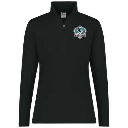 tcaps-montessori-howling-timberwolf-white-c2-womens-1-4-zip-pullover — Black — Front — source sha256 fbb511014171cf232909bd2edb4a4857661701c3ed38a6722b4e15c02f3abe18 — Color position 1