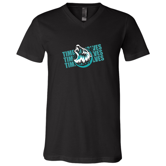 tcaps-montessori-logo-over-name-stack-white-bella-canvas-unisex-jersey-ss-v-neck-t-shirt — Black — Front — source sha256 1885080a4a884e8797d5a5ef61fc38eeceaa7b2262fde9763b78325e9e94e445 — Color position 1