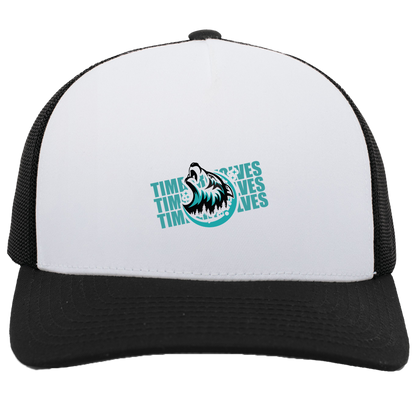 tcaps-montessori-logo-over-name-stack-pacific-headwear-5-panel-trucker-snapback-cap — White/Black — Front — source sha256 46250d7908d1eab124f81715fa89859856dba31a834cddade39aa11605484d5d — Color position 4