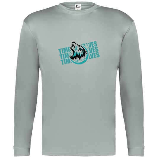 tcaps-montessori-logo-over-name-stack-c2-mens-performance-long-sleeve-tee — Silver — Front — source sha256 5410c22386fc36a3f9e7f3904948da93b64596635bd6446e8329148dcce7ed16 — Color position 3