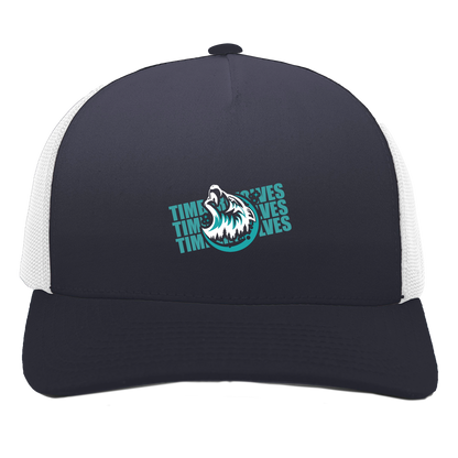 tcaps-montessori-logo-over-name-stack-white-pacific-headwear-5-panel-trucker-snapback-cap — Navy/White — Front — source sha256 5b0255f690b64b6c7bd1b7898945d439f768a1009124f4fcc0f3326bdc81cf21 — Color position 1