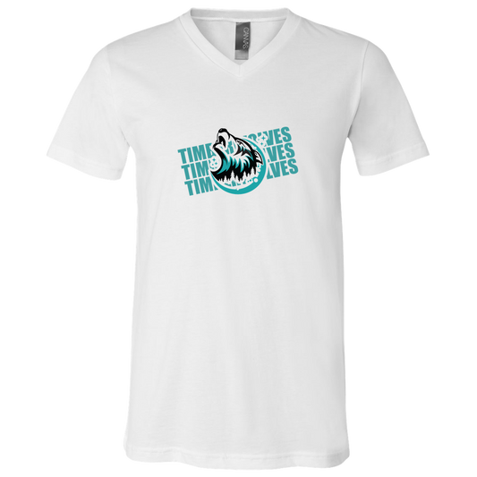 tcaps-montessori-logo-over-name-stack-bella-canvas-unisex-jersey-ss-v-neck-t-shirt — White — Front — source sha256 6088f031a76d6241cb44bb7826a30566fae8c6d7a93aa3730c4a8d16db60dcbe — Color position 1