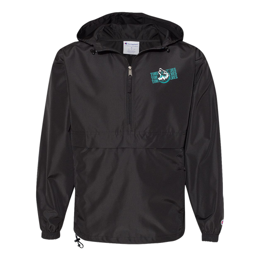 tcaps-montessori-logo-over-name-stack-white-champion-unisex-packable-anorak-jacket — Black — Front — source sha256 7bece51bdb386ed597dc3a4d1ec05e96091076889139b01a641c8019e1ea12b7 — Color position 1