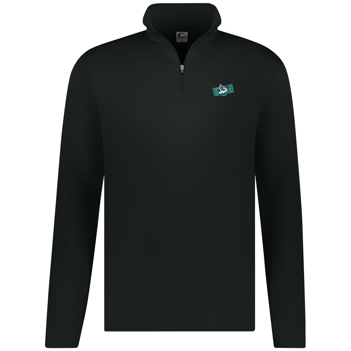 tcaps-montessori-logo-over-name-stack-white-c2-mens-1-4-zip-pullover — Black — Front — source sha256 9dd284555a7f8333cec6eda2f72b6b6f9c45b9589e2e30b4a3ea6543a49a9ac6 — Color position 1