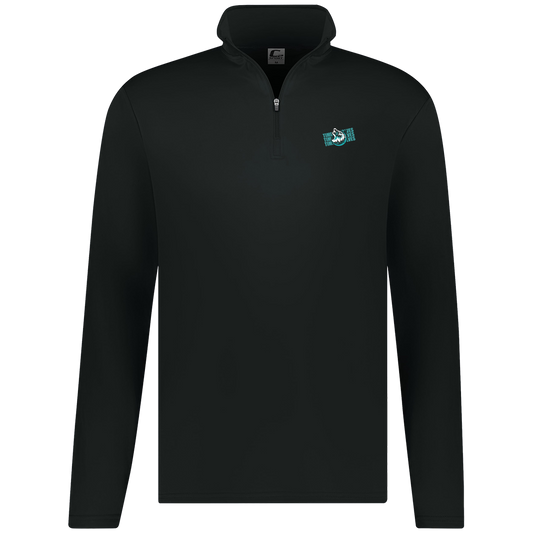 tcaps-montessori-logo-over-name-stack-white-c2-mens-1-4-zip-pullover — Black — Front — source sha256 9dd284555a7f8333cec6eda2f72b6b6f9c45b9589e2e30b4a3ea6543a49a9ac6 — Color position 1