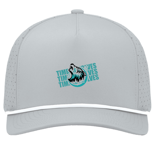 tcaps-montessori-logo-over-name-stack-pacific-headwear-weekender-perforated-snapback-cap — Silver/White — Front — source sha256 be35bdf9c68bc78202d7f48e3ebc533401ed8283f1a8c203f38821beb6e7b21a — Color position 5