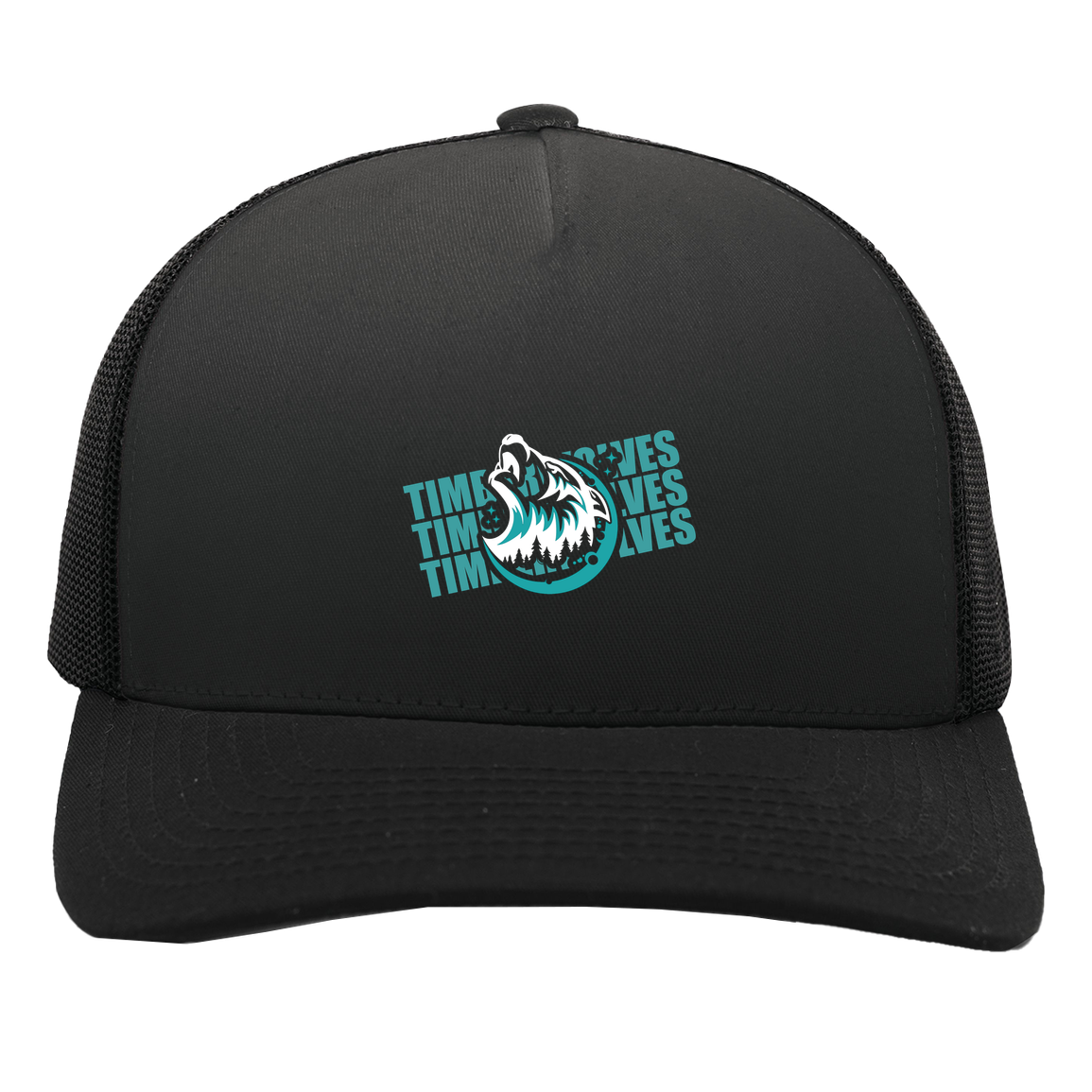 tcaps-montessori-logo-over-name-stack-white-pacific-headwear-5-panel-trucker-snapback-cap — Black/Black — Front — source sha256 cc1d97f6a7392caa277e2d781f595787179938d65fd84f269bcfeb5cfd3d74ea — Color position 2