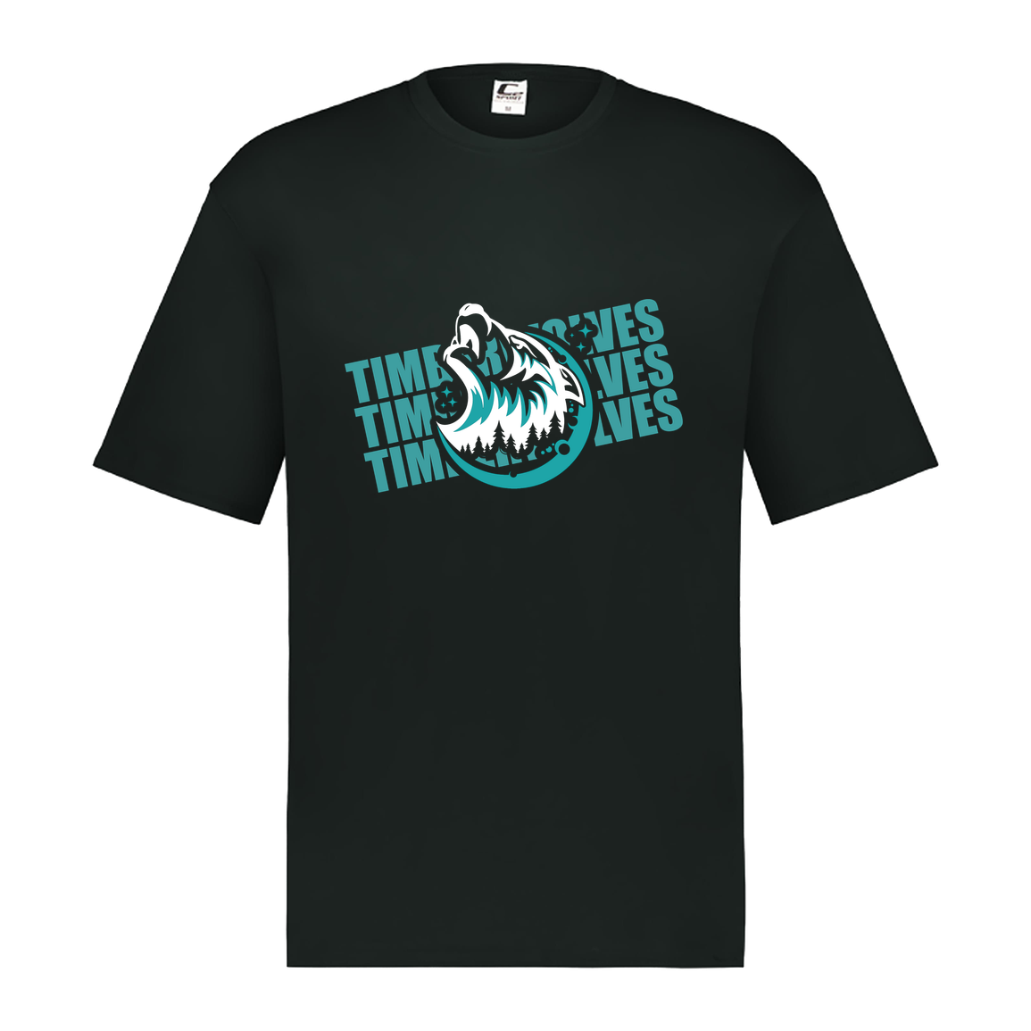 tcaps-montessori-logo-over-name-stack-white-c2-mens-performance-short-sleeve-tee — Black — Front — source sha256 d5efdb3177ea49659f958b5eacf9b1abdaa491224df3ef325218216c4947d0d8 — Color position 1