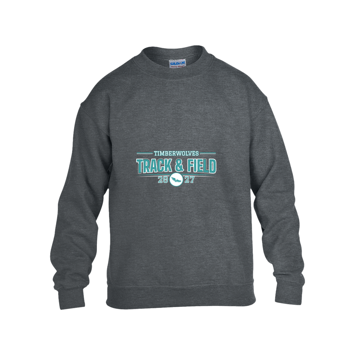 tcaps-montessori-season-arc-2-white-gildan-kids-heavy-blend-fleece-crew — Dark Heather — Front — source sha256 5d73ea2000fafc92739e59b958125196a75fb3d22c042a35998596afa37dcac4 — Color position 2