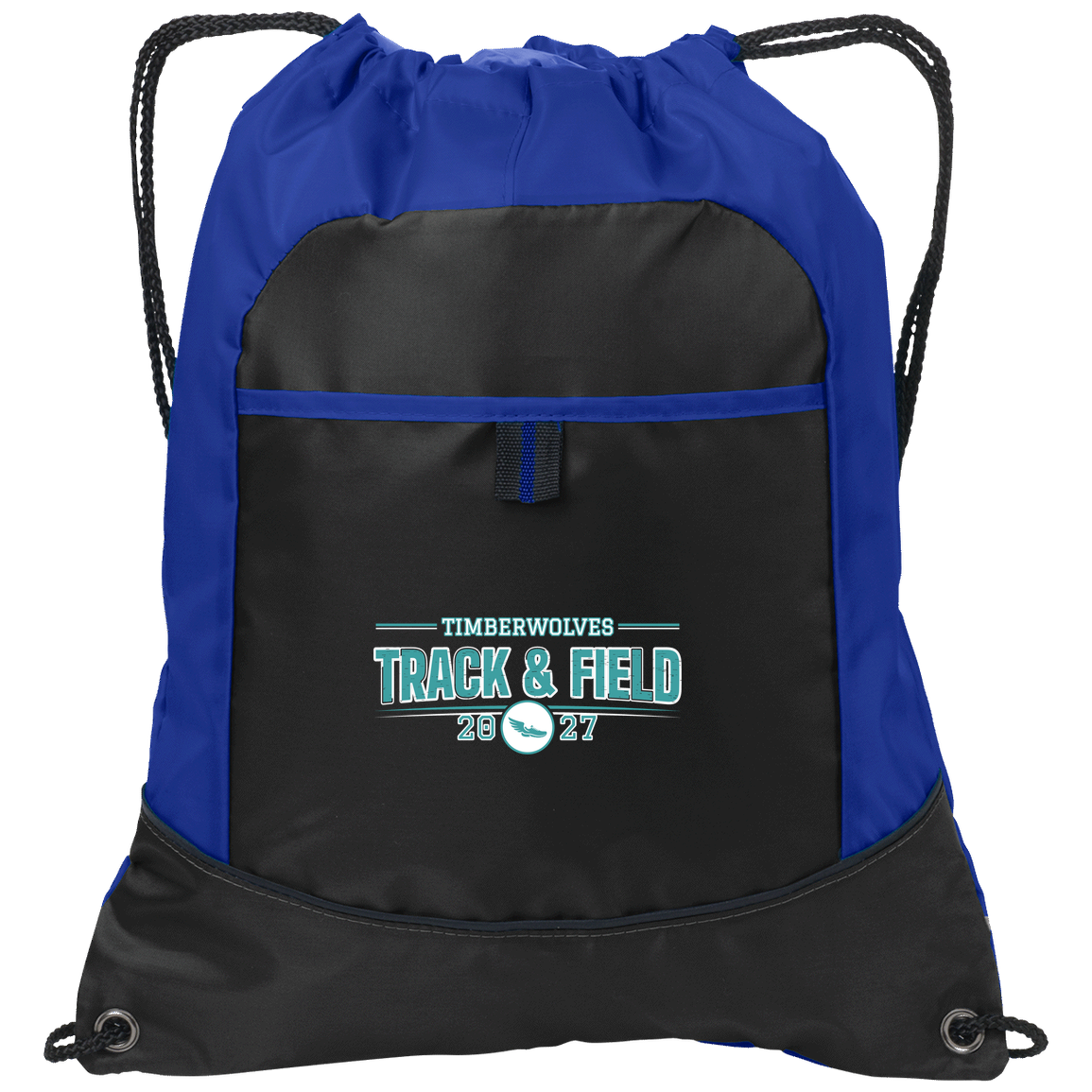 tcaps-montessori-season-arc-2-white-port-authority-pocket-cinch-pack — Black/Hyper Blue — Front — source sha256 9a5d082af77b760f4d94963d57da586d240867796ef07822cb8b5dd4da5778fe — Color position 2