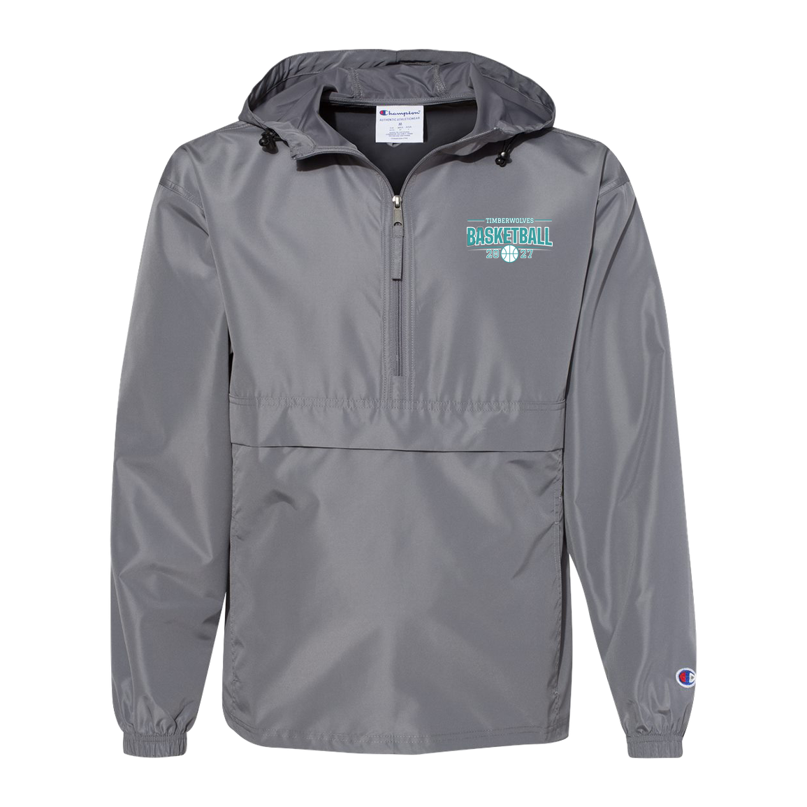 tcaps-montessori-season-arc-white-champion-unisex-packable-anorak-jacket — Graphite — Front — source sha256 3524a7b1a8b410d2254dd2b0bc45b8fd5095b21658839679f5c1fc656a5306ad — Color position 2