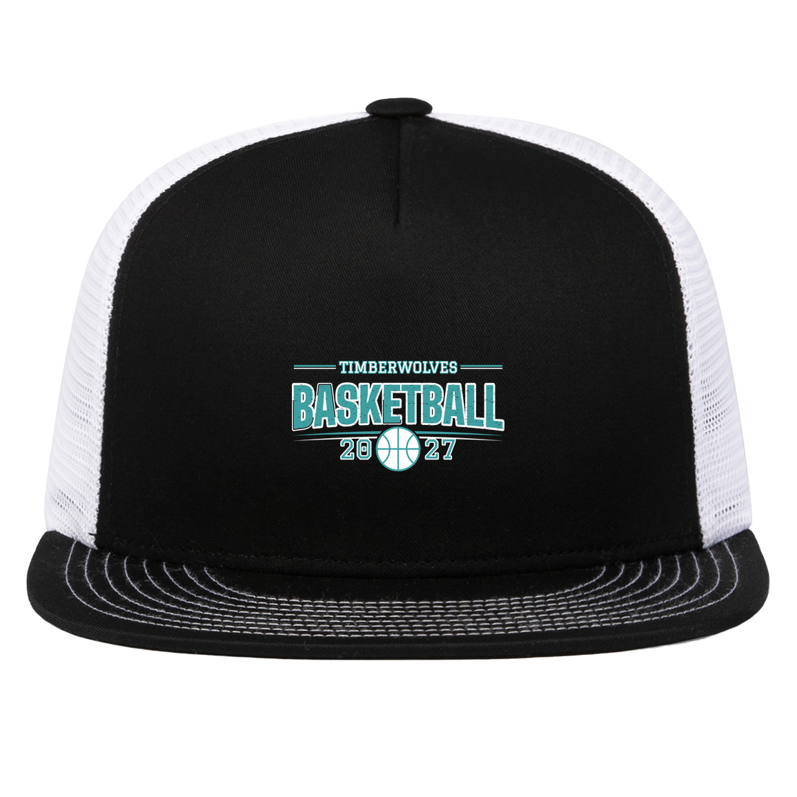 tcaps-montessori-season-arc-white-pacific-headwear-d-series-5-panel-trucker-snapback-cap — Black/White — Front — source sha256 8db11de33740472d0159b7c0efa1b32da03aa8bc47cc60f604b8e7b24226b171 — Color position 2