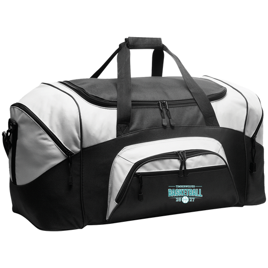 tcaps-montessori-season-arc-white-port-company-sport-duffel — Black/Gray — Front — source sha256 a1e802973f795634bf0be820bcbdc04bcc2bb245e62aba56559e7c436b7ca92d — Color position 1