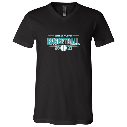 tcaps-montessori-season-arc-white-bella-canvas-unisex-jersey-ss-v-neck-t-shirt — Black — Front — source sha256 aa2dbb2c6e21a91454162103545dbacb680d674e38c66419616eb1a475795d51 — Color position 1