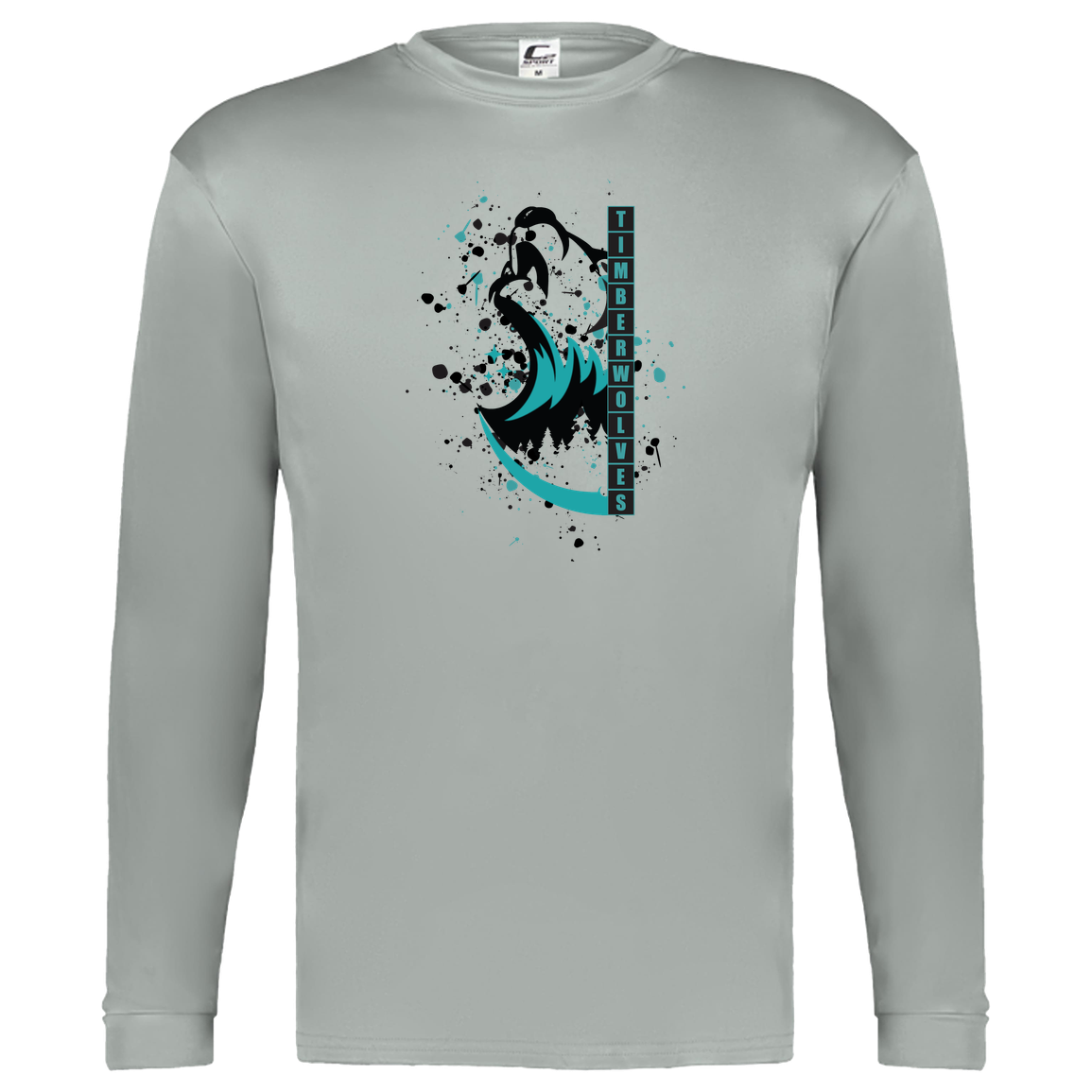 tcaps-montessori-split-mascot-c2-kids-performance-long-sleeve-tee — Silver — Front — source sha256 07cedc69b205e963b690585ee8798e374c9422ddf9629f246427e6b39ed2bf45 — Color position 3