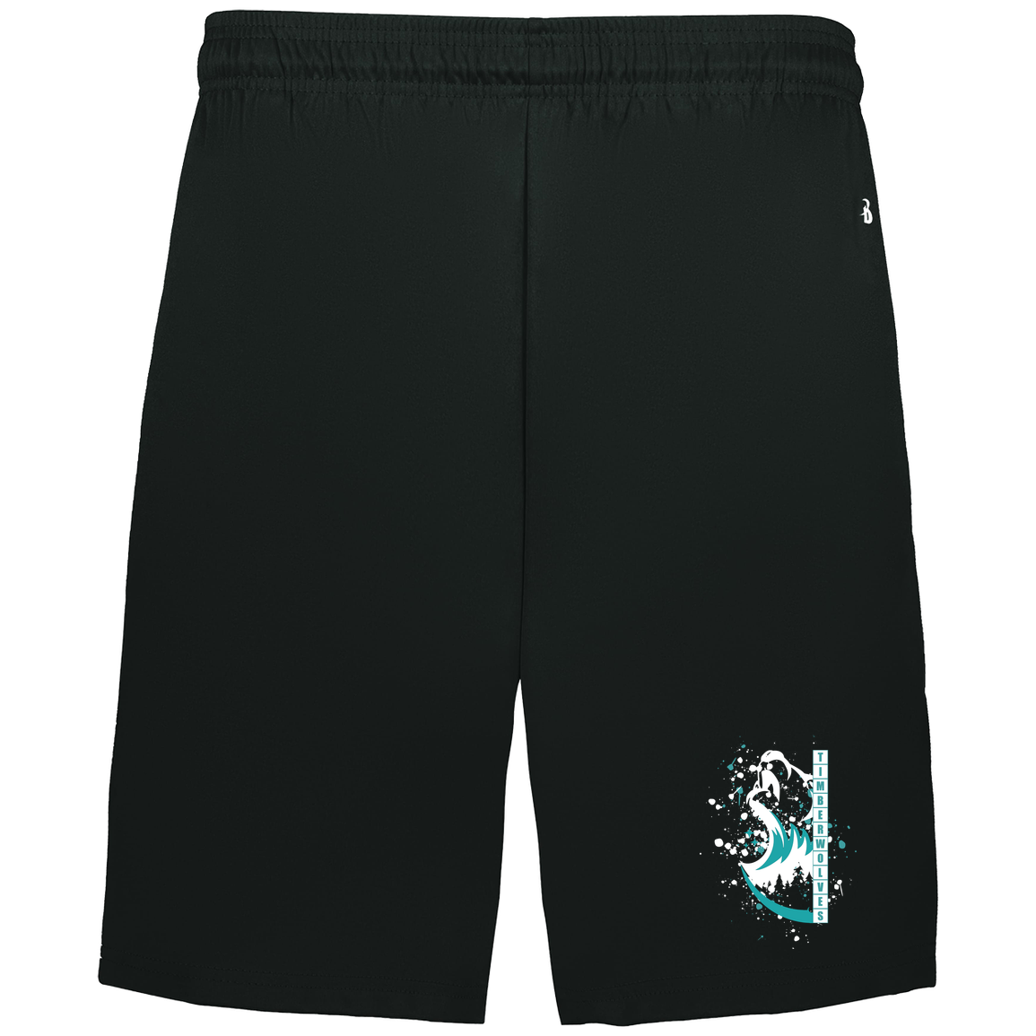 tcaps-montessori-split-mascot-white-badger-adult-b-core-7-inch-short-with-pockets — Black — Front — source sha256 1e514b2a722eb952f6c8ad937bd16667fd6e8e9628ff1f5305906090b962e0f9 — Color position 1