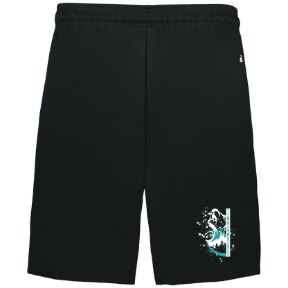 tcaps-montessori-split-mascot-white-badger-adult-b-core-7-inch-short-with-pockets — Black — Front — source sha256 1e514b2a722eb952f6c8ad937bd16667fd6e8e9628ff1f5305906090b962e0f9 — Color position 1