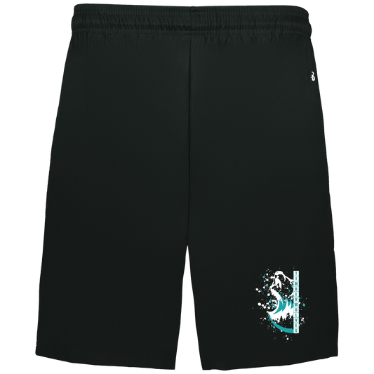 tcaps-montessori-split-mascot-white-badger-adult-b-core-7-inch-short-with-pockets — Black — Front — source sha256 1e514b2a722eb952f6c8ad937bd16667fd6e8e9628ff1f5305906090b962e0f9 — Color position 1