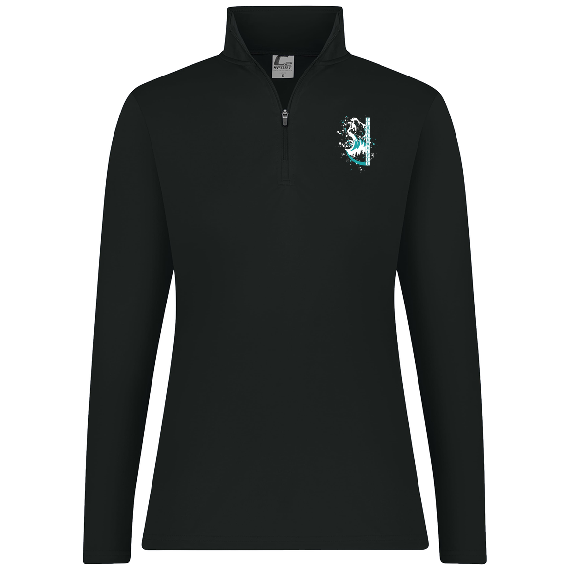 tcaps-montessori-split-mascot-white-c2-womens-1-4-zip-pullover — Black — Front — source sha256 2b76bb2e4b0487a85aa4acdb1610c0026e7899adb906a223080ff328ac6fbf00 — Color position 1