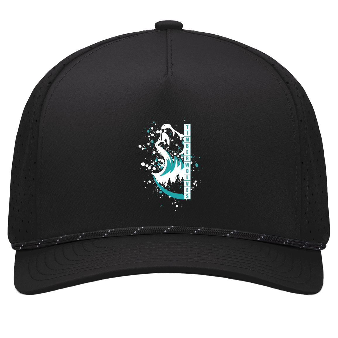 tcaps-montessori-split-mascot-white-pacific-headwear-weekender-perforated-snapback-cap — Black/Black — Front — source sha256 46724a7651e3d5c12571ca22709bd06d00e8615167cda579e58712a2c2b6894a — Color position 1