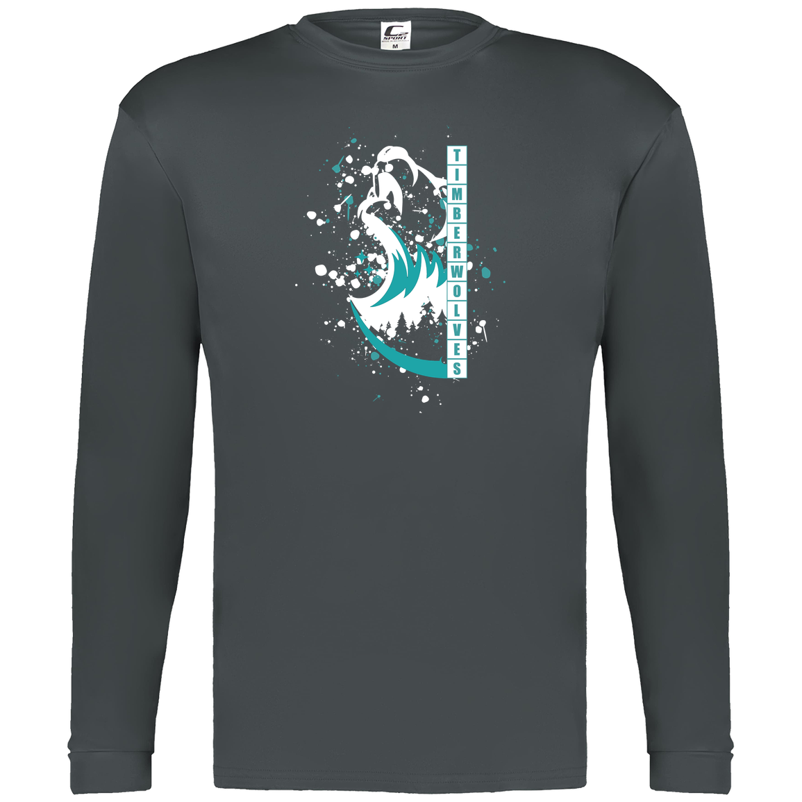 tcaps-montessori-split-mascot-white-c2-mens-performance-long-sleeve-tee — Graphite — Front — source sha256 6c2455ac29a3b08e4c3becf35367f6cc158385b2cf55d7dd76e7b58f6a4014da — Color position 2
