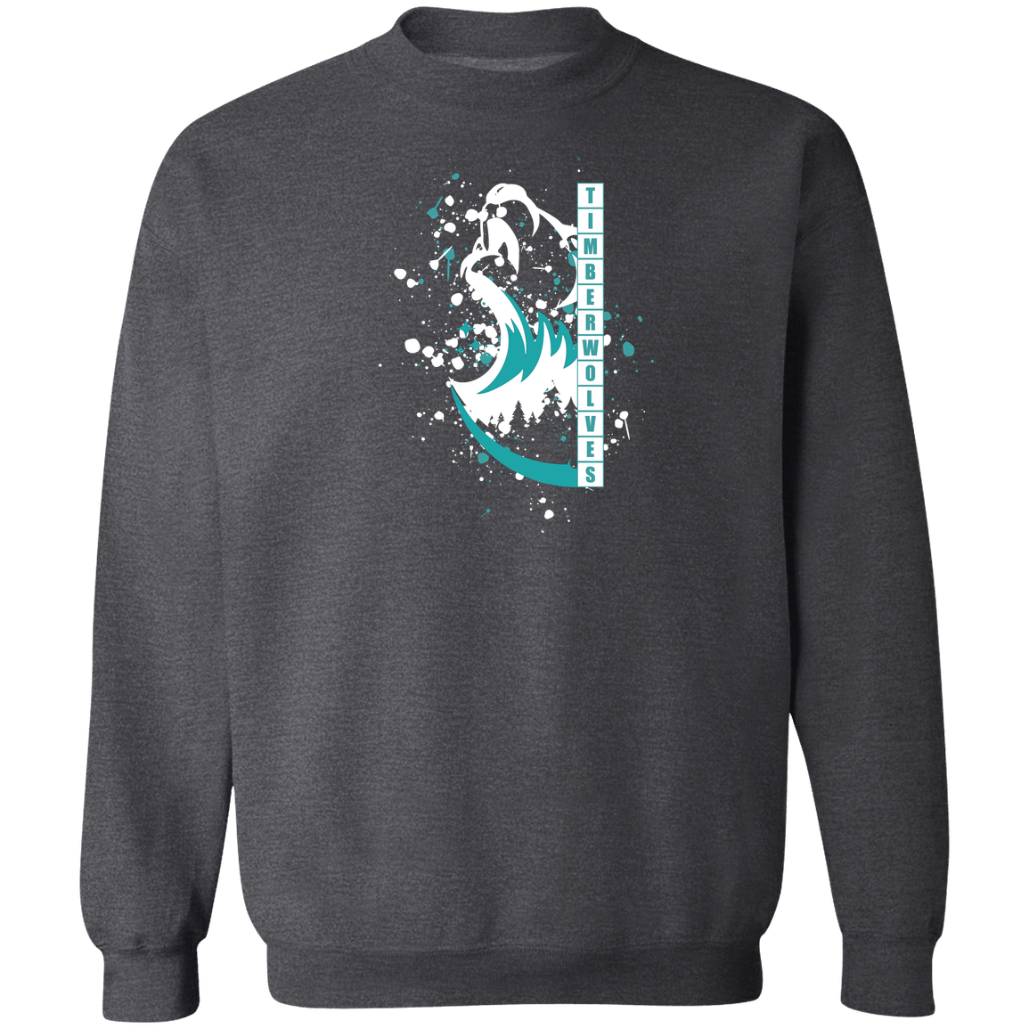 tcaps-montessori-split-mascot-white-gildan-crewneck-pullover-sweatshirt — Dark Heather — Front — source sha256 7eb80699cd504052c8993685c9c5a248847178f69304e904d505b76c15d81a20 — Color position 2