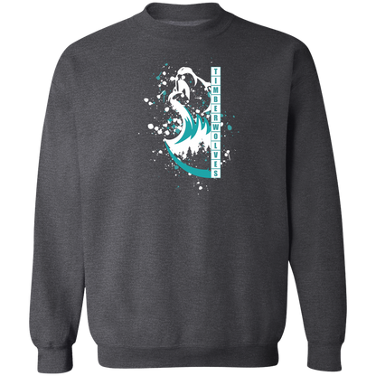 tcaps-montessori-split-mascot-white-gildan-crewneck-pullover-sweatshirt — Dark Heather — Front — source sha256 7eb80699cd504052c8993685c9c5a248847178f69304e904d505b76c15d81a20 — Color position 2