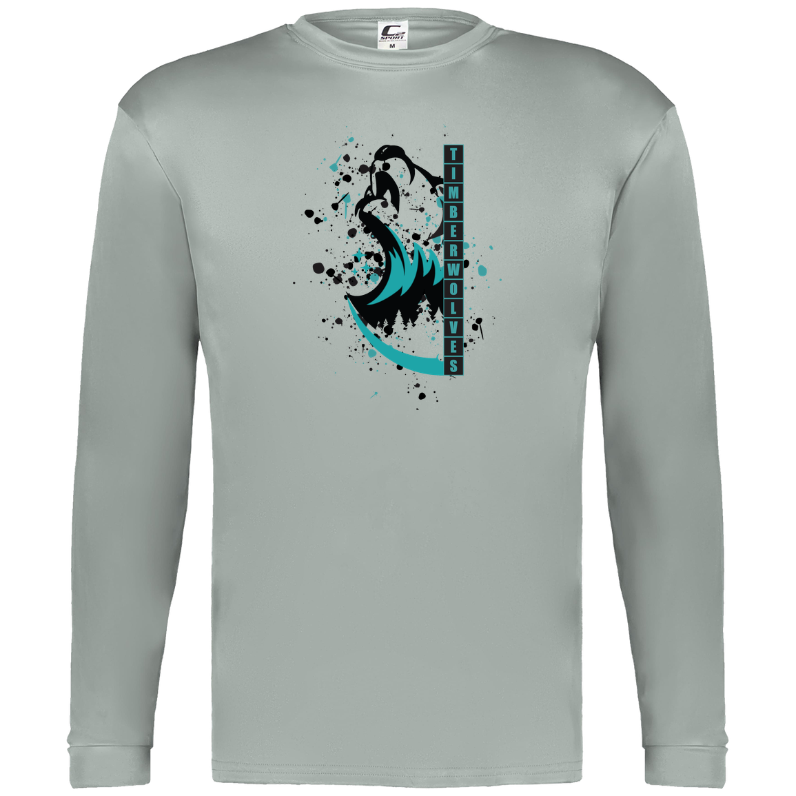tcaps-montessori-split-mascot-c2-mens-performance-long-sleeve-tee — Silver — Front — source sha256 861d964ee56b5dc2f5375ba16e36ce3db32231a16381be67d34ffc3cdcfec4ef — Color position 3