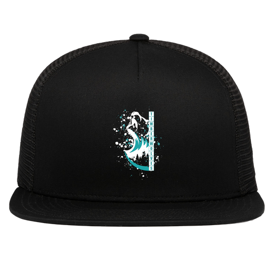 tcaps-montessori-split-mascot-white-pacific-headwear-d-series-5-panel-trucker-snapback-cap — Black — Front — source sha256 8d35dace74978b97a4d1582d61387238029b17c6f7f86e9c7593af8f00c7e3fd — Color position 1