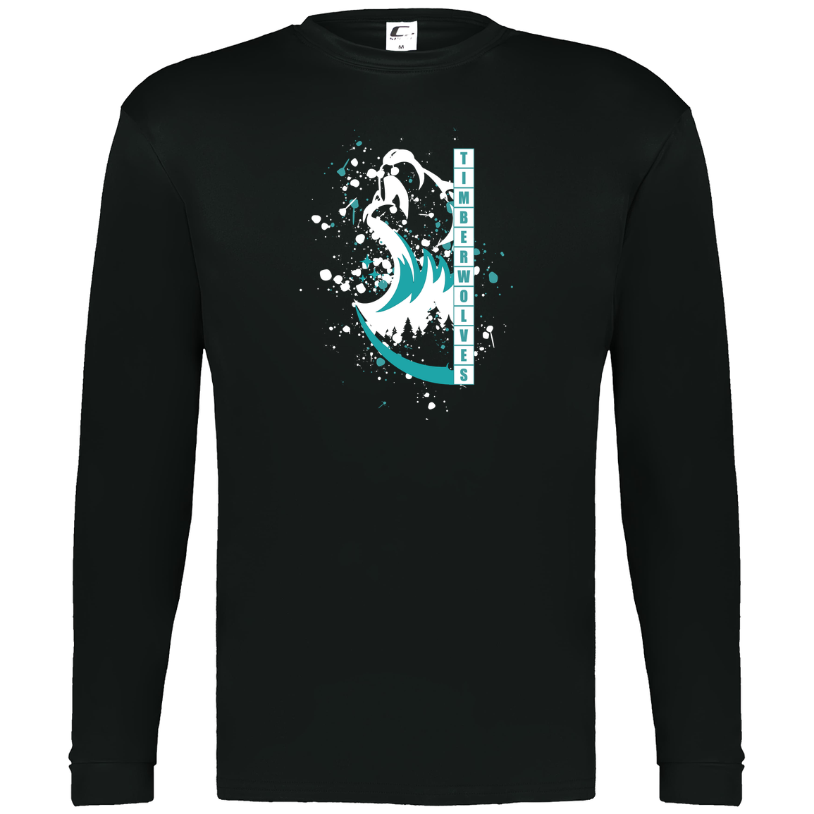 tcaps-montessori-split-mascot-white-c2-mens-performance-long-sleeve-tee — Black — Front — source sha256 a2b686486c808089a9d376dd7e64fdbde1934edac5eca344de2b5522e9606739 — Color position 1