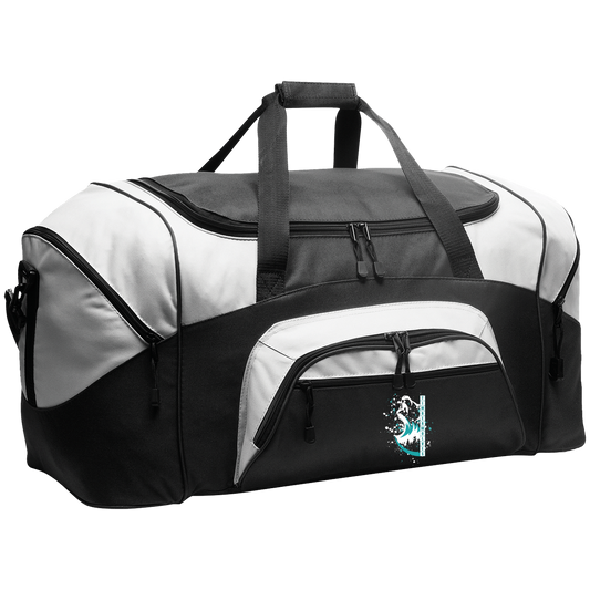 tcaps-montessori-split-mascot-white-port-company-sport-duffel — Black/Gray — Front — source sha256 d250b417db68d1018b0a52a848b8bb3fff5bb7ca069828eef0c2a02a2d1e50c4 — Color position 1