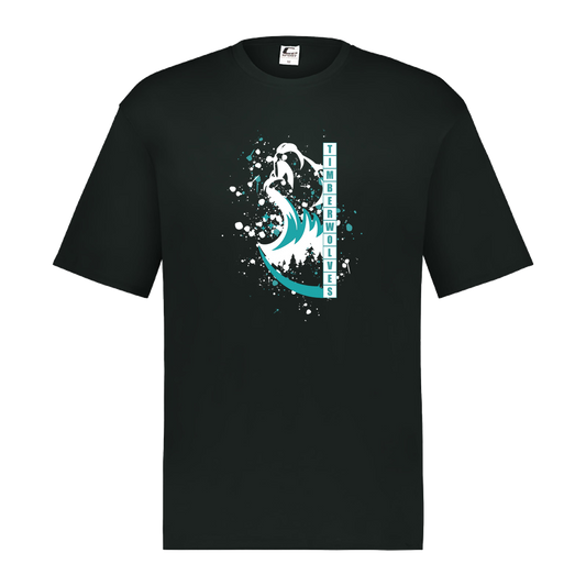 tcaps-montessori-split-mascot-white-c2-mens-performance-short-sleeve-tee — Black — Front — source sha256 d811c70f33e9b00066f128787278d711e825fd01b2efd41c8558120f622a28ee — Color position 1