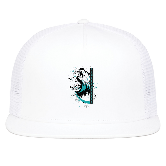 tcaps-montessori-split-mascot-pacific-headwear-d-series-5-panel-trucker-snapback-cap — White — Front — source sha256 febf1a6d4f08f46a77f877446683e26e15af13447f84e1c65df8d502c3de2ded — Color position 5