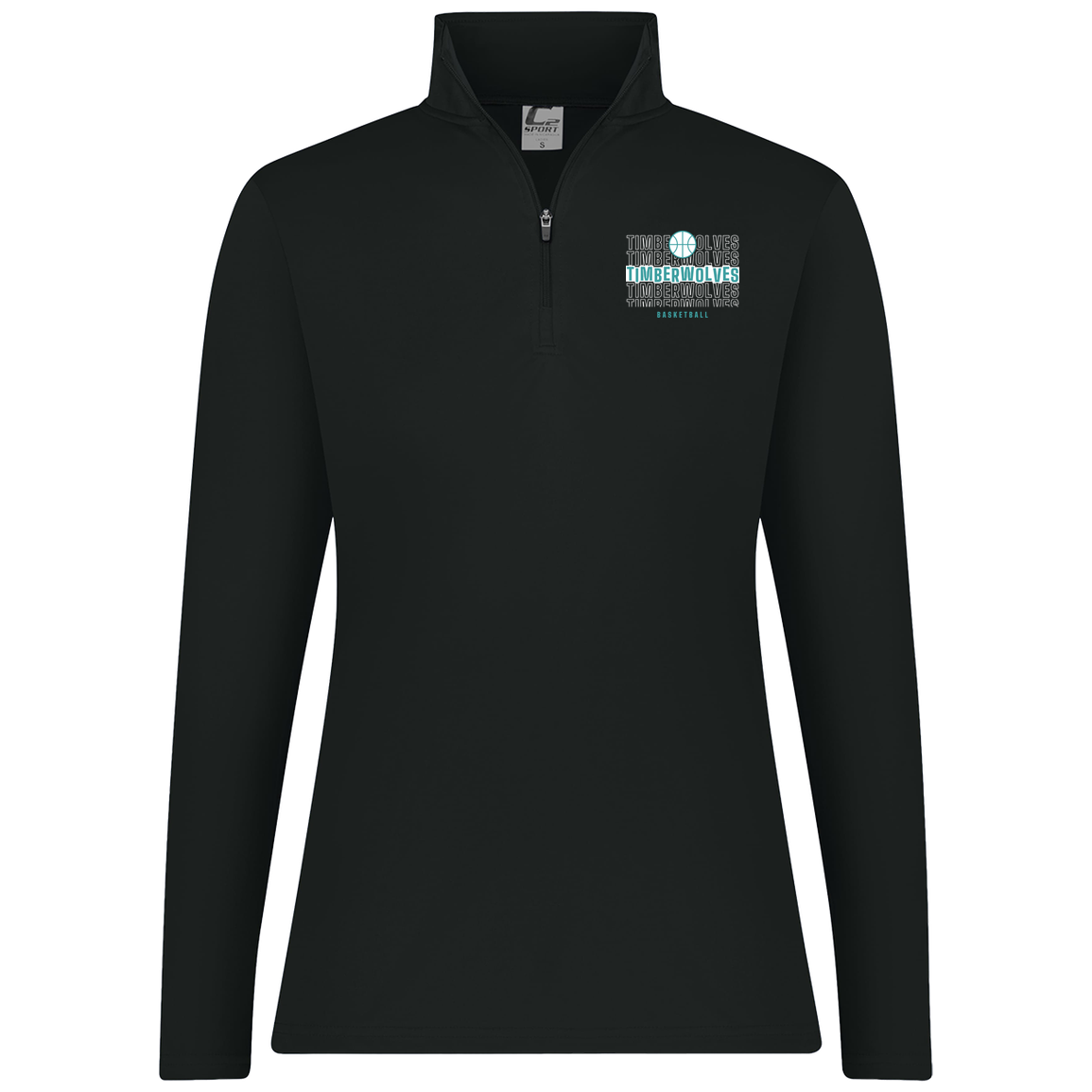 tcaps-montessori-stacked-hoops-white-c2-womens-1-4-zip-pullover — Black — Front — source sha256 34dcc60671bfe28d42818b05f08077970a50a2cddbf0e08db4bb97c81c50192f — Color position 1