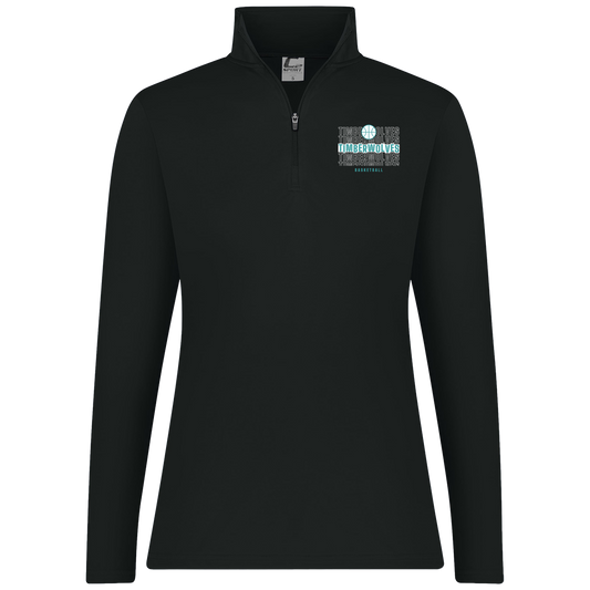 tcaps-montessori-stacked-hoops-white-c2-womens-1-4-zip-pullover — Black — Front — source sha256 34dcc60671bfe28d42818b05f08077970a50a2cddbf0e08db4bb97c81c50192f — Color position 1