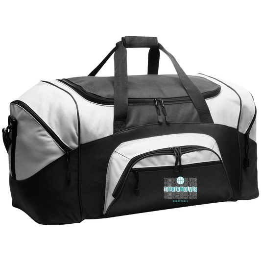 tcaps-montessori-stacked-hoops-white-port-company-sport-duffel — Black/Gray — Front — source sha256 64d00049000069c14ad849bf86d83c46fcbbf2095ae1096c5367c7e03886e669 — Color position 1