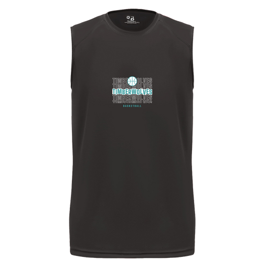 tcaps-montessori-stacked-hoops-white-badger-b-core-sleeveless-performance-tee — Black — Front — source sha256 ce0ad31bbb51146424cd40a6d0809138489126852df0d4f297a617d9e6fdc3f9 — Color position 1
