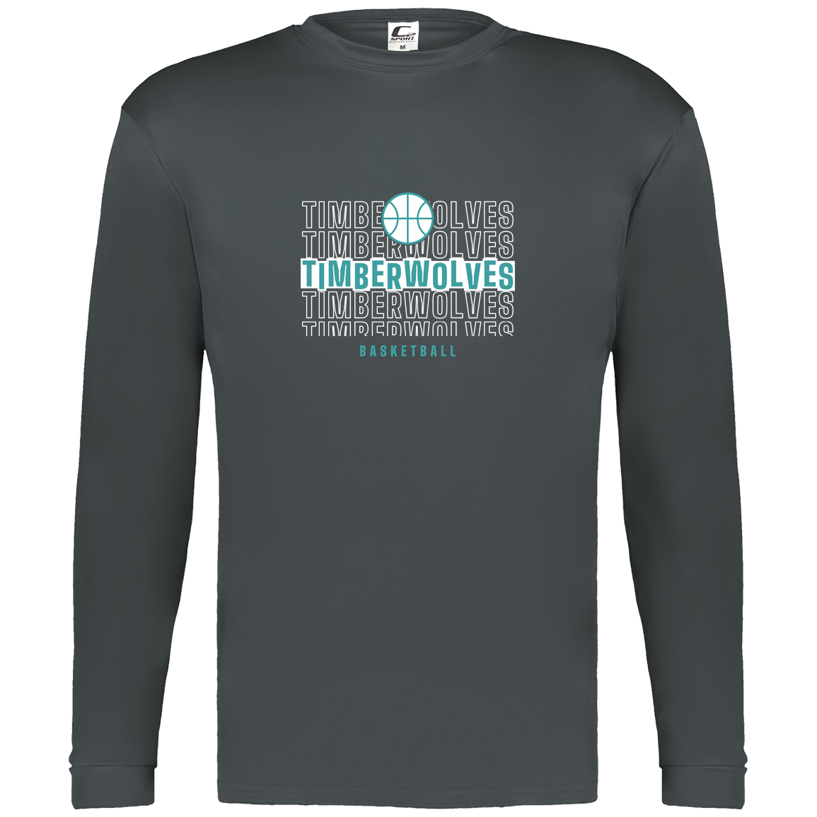 tcaps-montessori-stacked-hoops-white-c2-mens-performance-long-sleeve-tee — Graphite — Front — source sha256 d37e0aa5f7f1c15f825949e3c3e60cc0c1806c7361f87b15ff4ffb3c9a287d80 — Color position 2