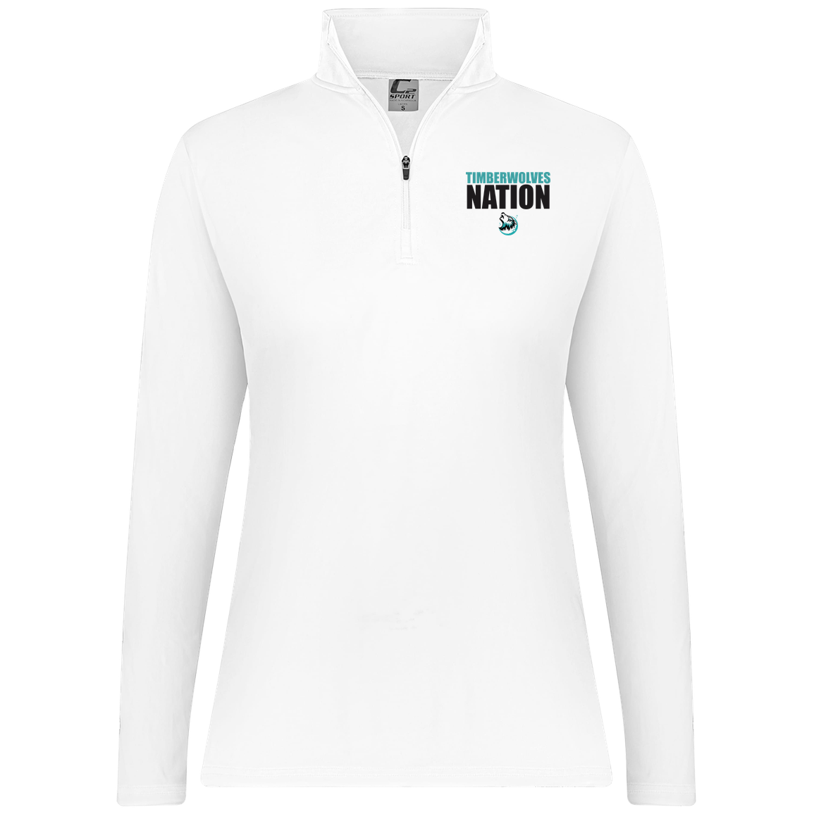 tcaps-montessori-timberwolf-nation-c2-womens-1-4-zip-pullover — White — Front — source sha256 07a70f9bc4a959fc945741cd47fba6f9186b9ba24b382921c3b16a0942f31d90 — Color position 3