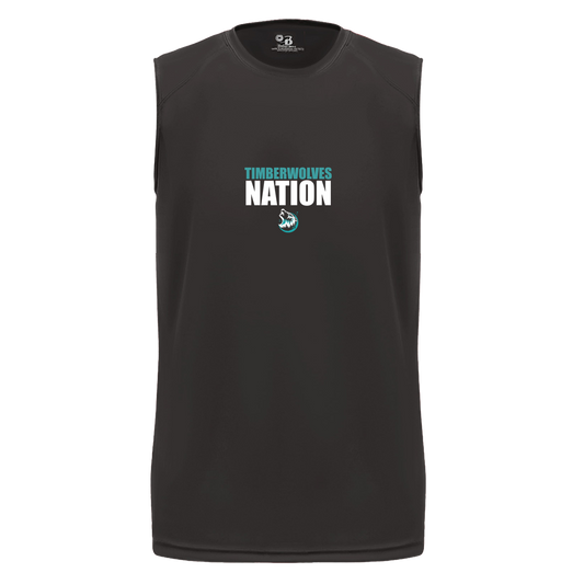 tcaps-montessori-timberwolf-nation-white-badger-b-core-sleeveless-performance-tee — Black — Front — source sha256 15f6fdb9ad2e3c441398fce1cd02aee5086ab8834ab5b9bcf7e2cf9395a43c23 — Color position 1