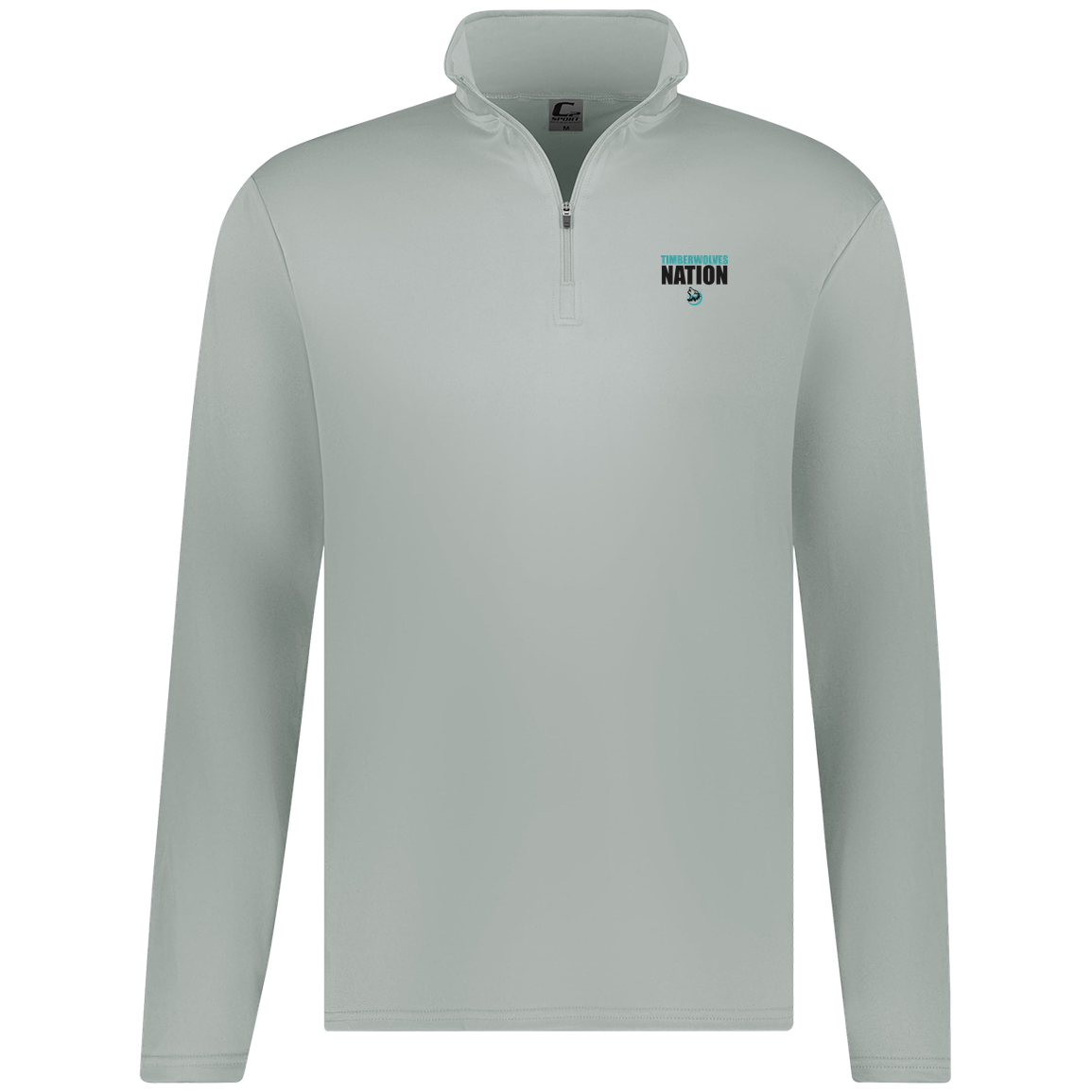 tcaps-montessori-timberwolf-nation-c2-mens-1-4-zip-pullover — Silver — Front — source sha256 22cb47ad94ad8e41bf35c8b9d466f4d8ea83f52a38d04f3800ae5e1bab32bf32 — Color position 2