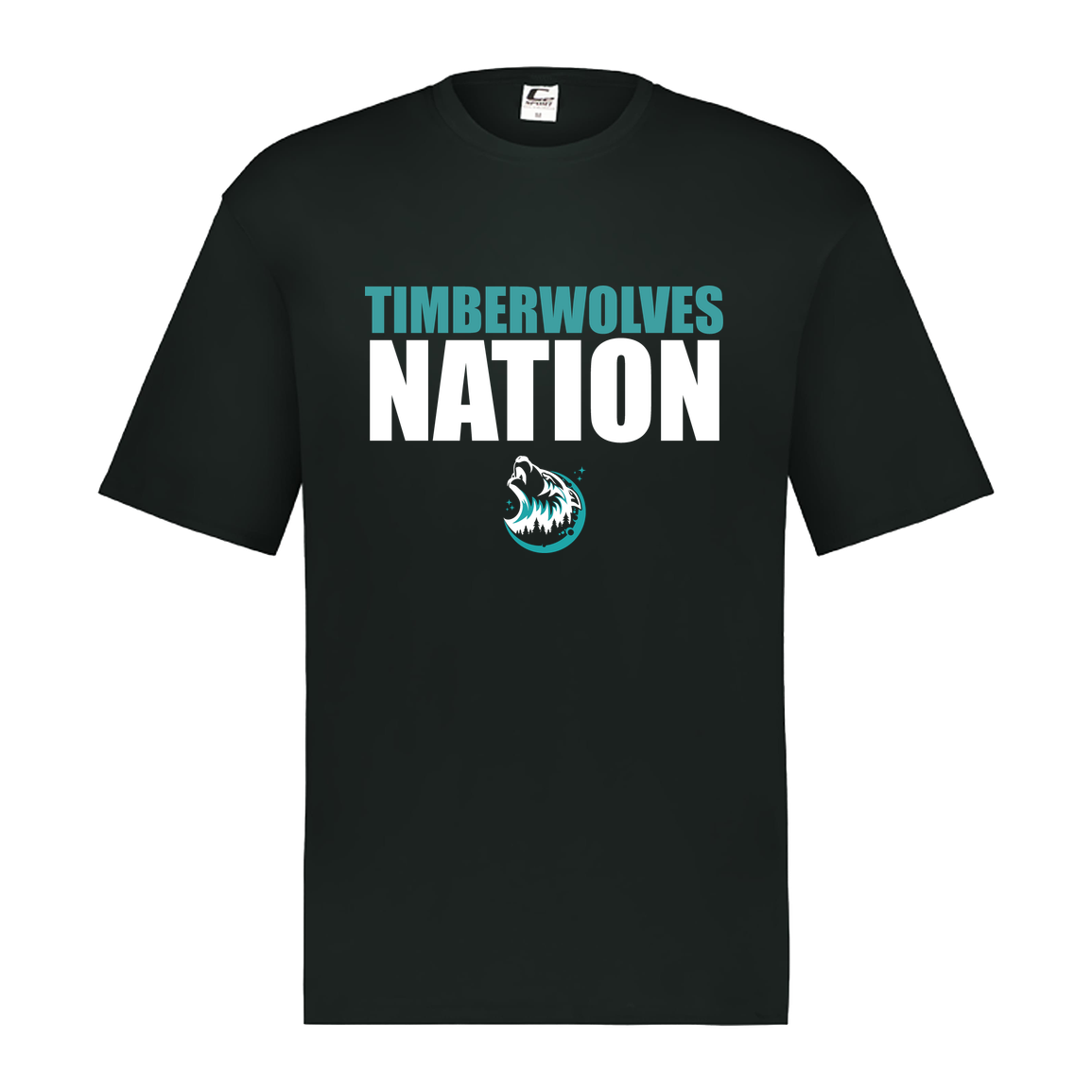 tcaps-montessori-timberwolf-nation-white-c2-mens-performance-short-sleeve-tee — Black — Front — source sha256 5a532a8e36aa641e59532fc482ded76acc00ac604fb3fcb4d779df41af995c60 — Color position 1