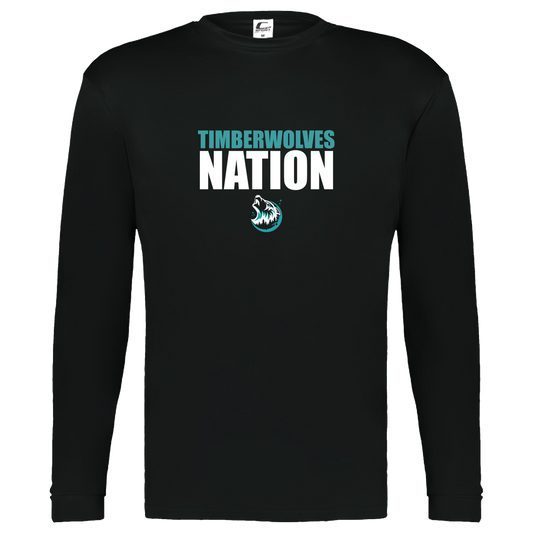 tcaps-montessori-timberwolf-nation-white-c2-kids-performance-long-sleeve-tee — Black — Front — source sha256 89fa387f6415275882148059bd804b95aab1745c3d930f5fd32e5b5b0869efc6 — Color position 1