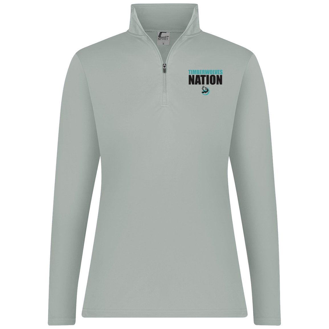 tcaps-montessori-timberwolf-nation-c2-womens-1-4-zip-pullover — Silver — Front — source sha256 8b531604004b64f0d7254c74bf78c8f8fdb00d8cbde0ef4e36a07246e5194417 — Color position 2