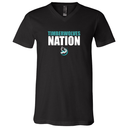 tcaps-montessori-timberwolf-nation-white-bella-canvas-unisex-jersey-ss-v-neck-t-shirt — Black — Front — source sha256 94a048131dc6e0633489c8aa7eec9f30754cb349b2c51dc09f4234015a09b163 — Color position 1