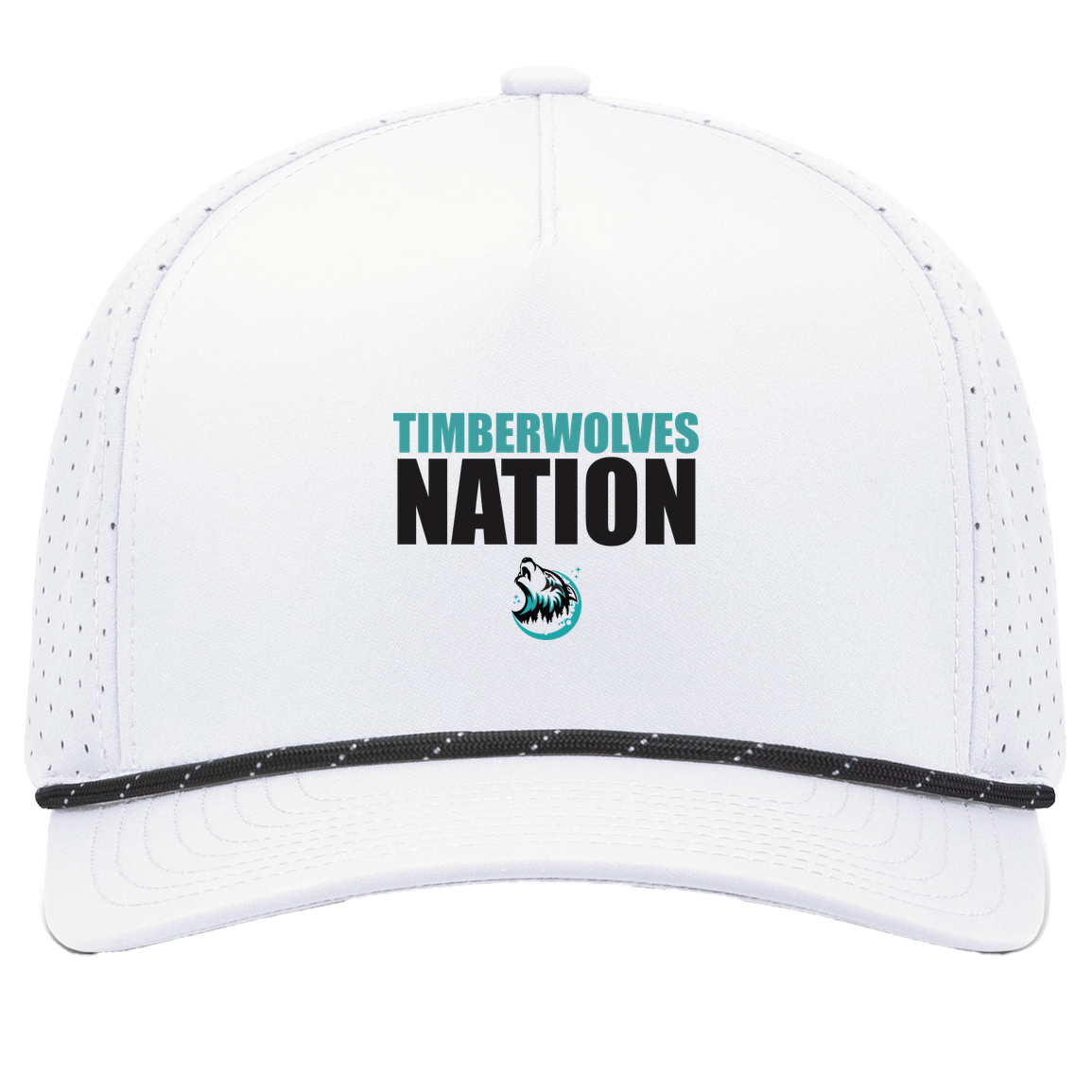 tcaps-montessori-timberwolf-nation-pacific-headwear-weekender-perforated-snapback-cap — White/Black — Front — source sha256 a6930f1cede712832e0e8296a1c2647b52d294484b94b6094b178289d507c90e — Color position 7