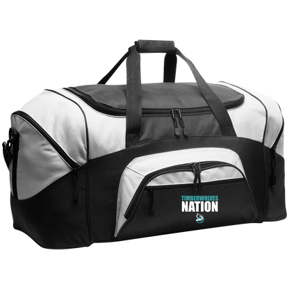 tcaps-montessori-timberwolf-nation-white-port-company-sport-duffel — Black/Gray — Front — source sha256 c943810bcfa92def05393fed0d63f423283d5c2529cedc2838ca9dd3ed30b5c0 — Color position 1