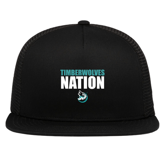 tcaps-montessori-timberwolf-nation-white-pacific-headwear-d-series-5-panel-trucker-snapback-cap — Black — Front — source sha256 e965fb34b8e72aa97d9ed8d9b50fe4e00741ceaae31f6a627a5b94c25ddb457a — Color position 1