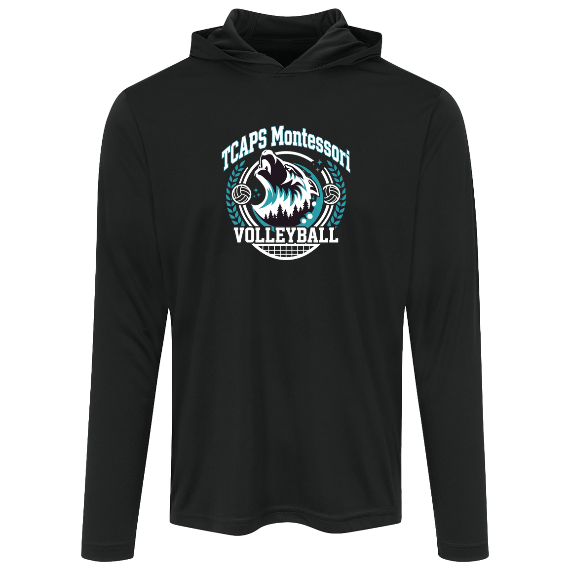 tcaps-montessori-varsity-arch-white-sport-tek-mens-competitor-hooded-tee — Black — Front — source sha256 0f51d6fe4a1387b4e261be90b75d3e1058a0b52e13091c1aa7d32f2e57686095 — Color position 1